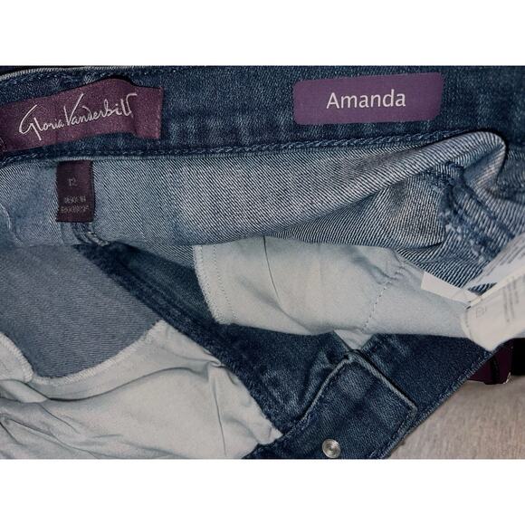NWT GLORIA VANDERBILT BLUE AMANDA HERITAGE FIT JEANS SIZE 12 EMBELLISHED BK PKTS - Picture 6 of 6